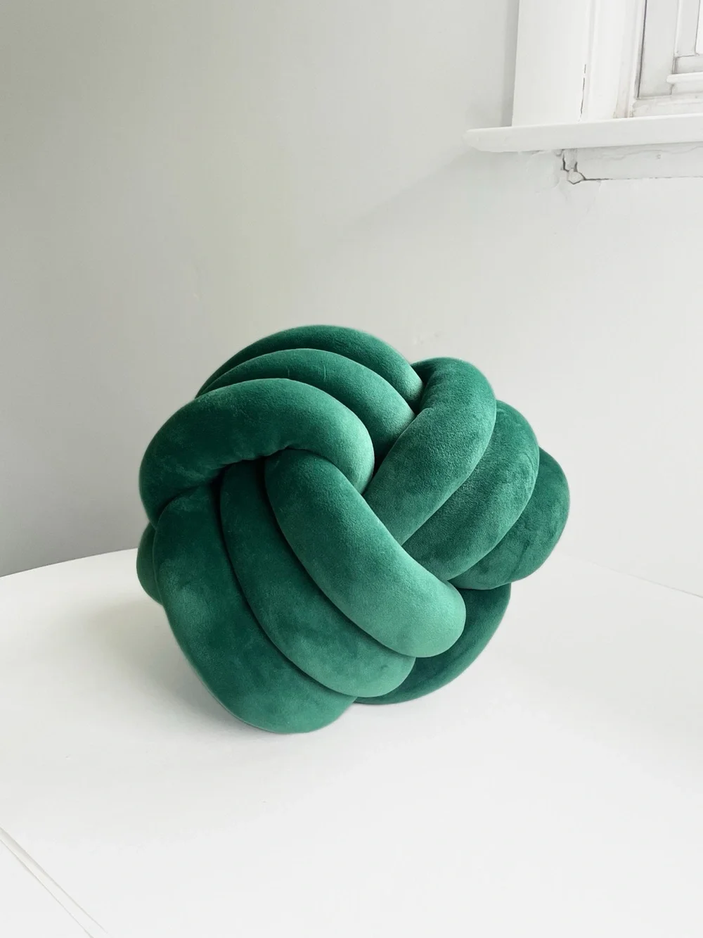 Dark Green Knot Ball Accent Pillow